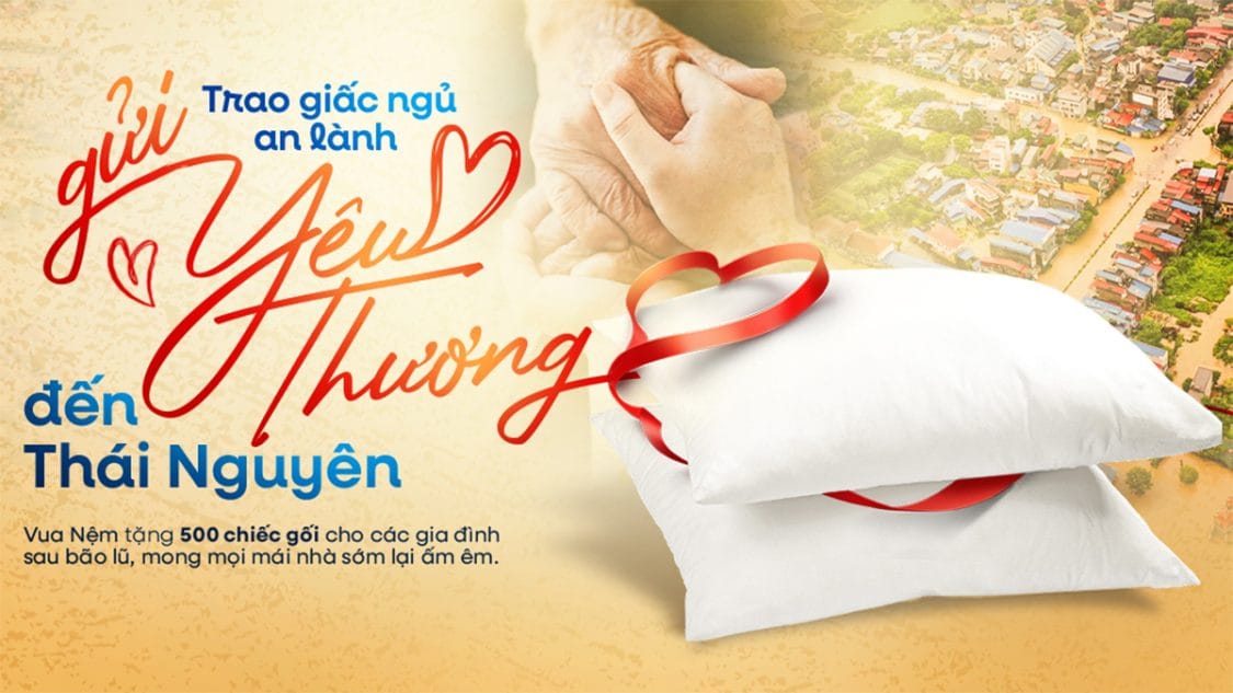 Hoạt động “Gối ấm trao yêu thương” - Vua Nệm tặng đồng bào Thái Nguyên 500 gối miễn phí
