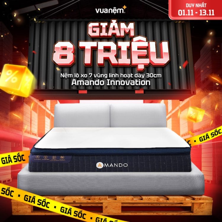 Nệm lò xo Amando Innovation 7 vùng giảm 8 triệu