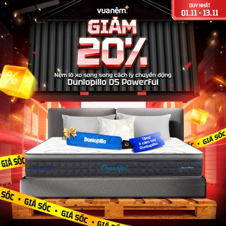 Nệm lò xo Dunlopillo De.Stress Powerful giảm 20%