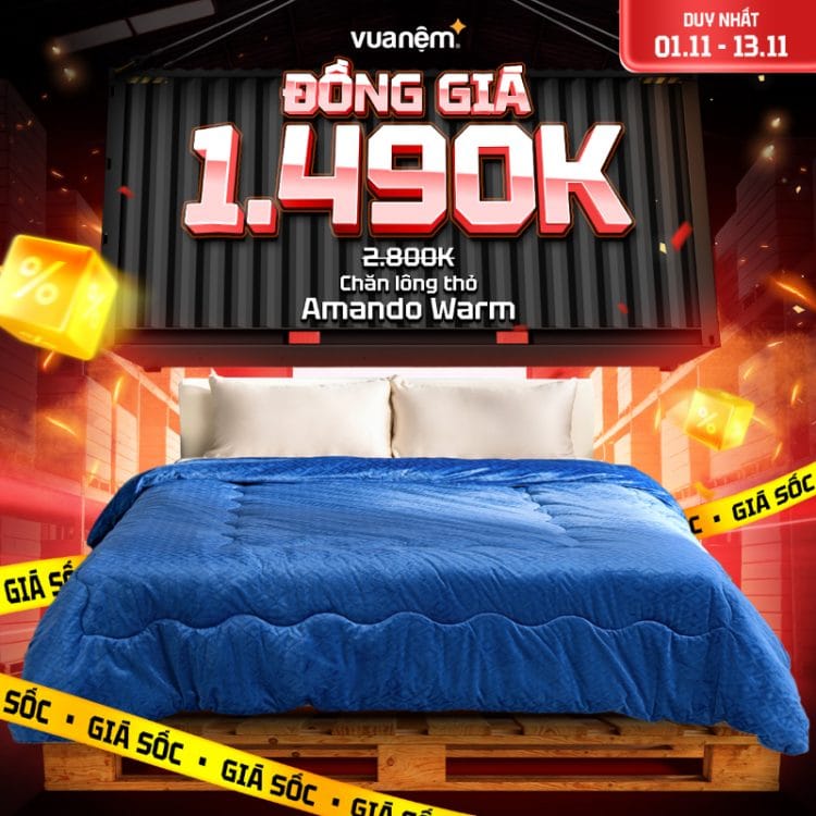 Chăn lông thỏ Amando Warm đồng giá 1.490k