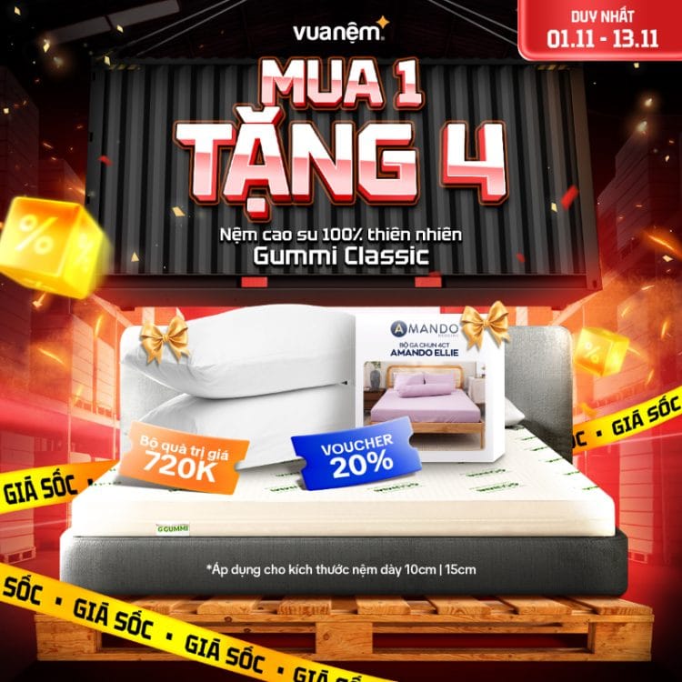 Nệm cao su 100% thiên nhiên Gummi Classic