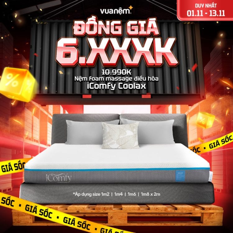 Nệm foam massage điều hòa iComfy Coolax đồng giá 6.xxxk