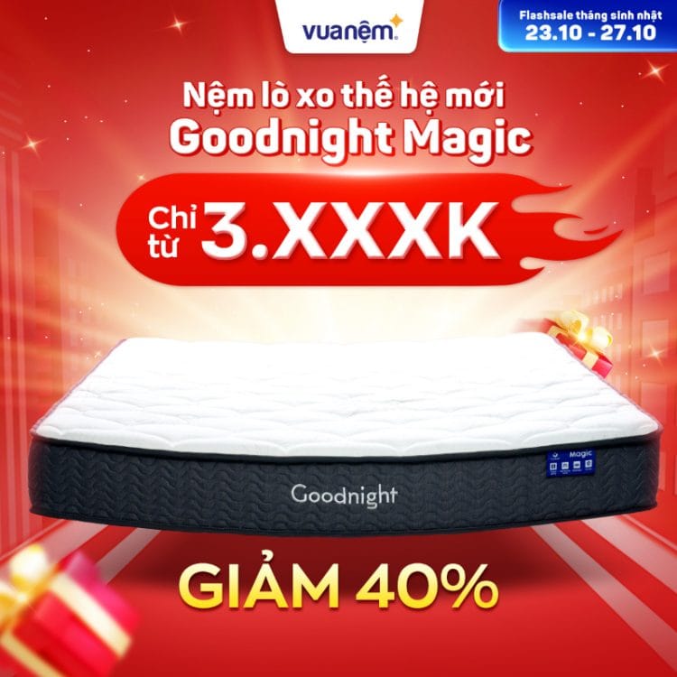 Nệm lò xo thế hệ mới Goodnight Magic sale 40%
