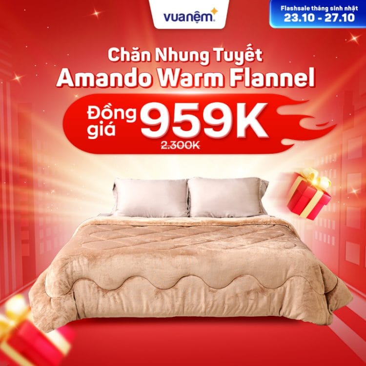 Chăn Nhung Tuyết Amando Warm Flannel đồng giá 959k
