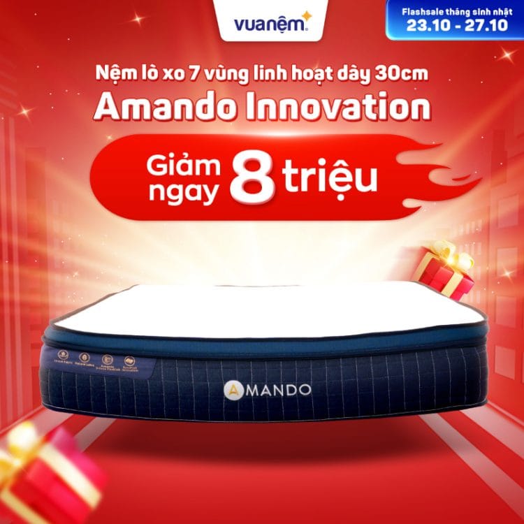 Nệm lò xo Amando Innovation 7 vùng giảm 8 triệu