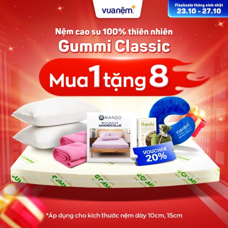 Nệm cao su 100% thiên nhiên Gummi Classic