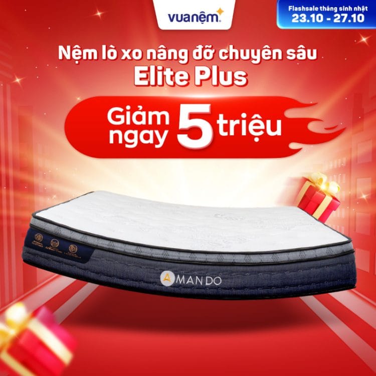 Nệm lò xo Amando Elite Plus giảm 5 triệu