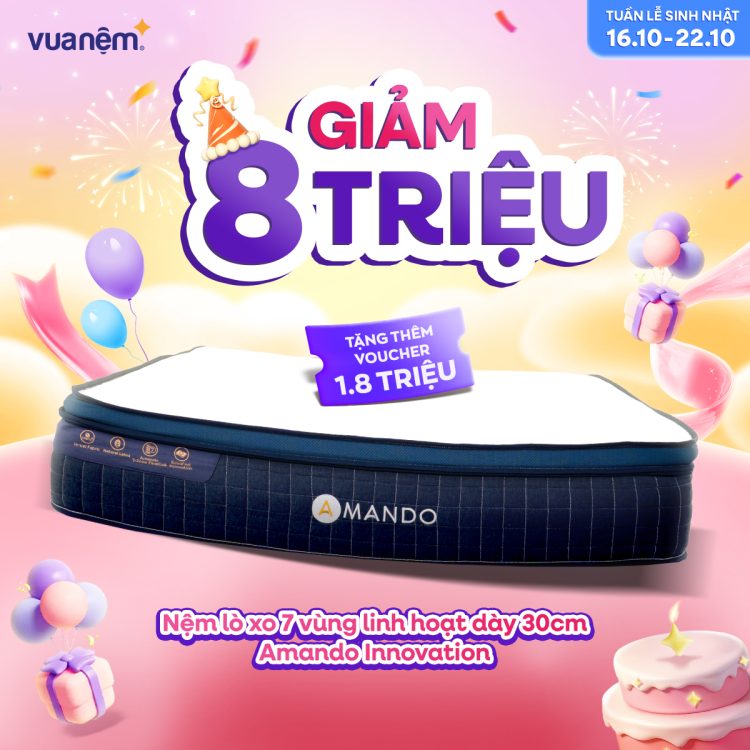 Nệm lò xo Amando Innovation giảm 8 triệu