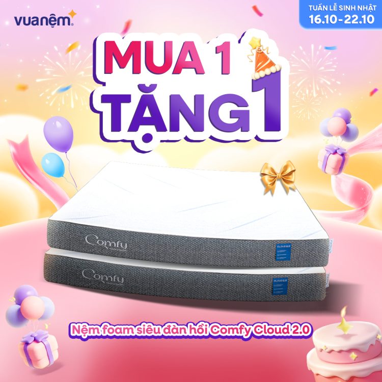 Mua 1 tặng 1 nệm foam đàn hồi Comfy Cloud 2.0