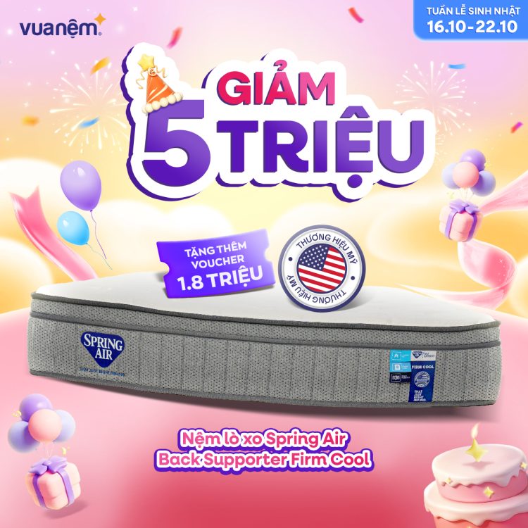 Nệm lò xo Spring Air Back Supporter Firm giảm 5 triệu