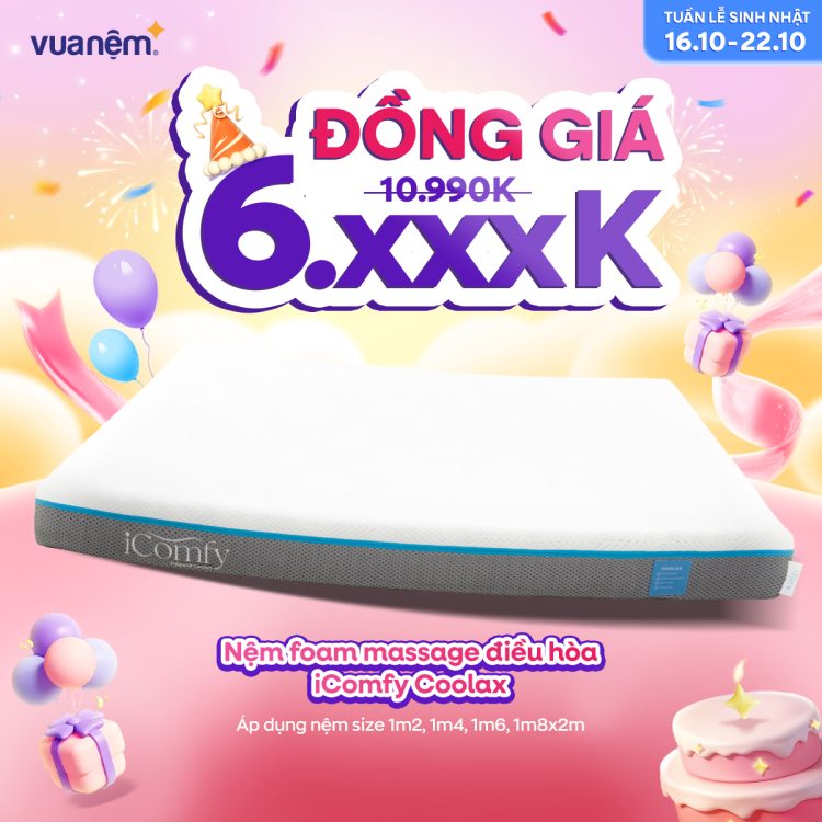 Nệm foam massage điều hòa iComfy Coolax đồng giá 6.xxxk