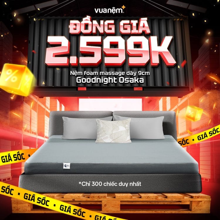  Nệm foam Goodnight Osaka massage dày 9cm