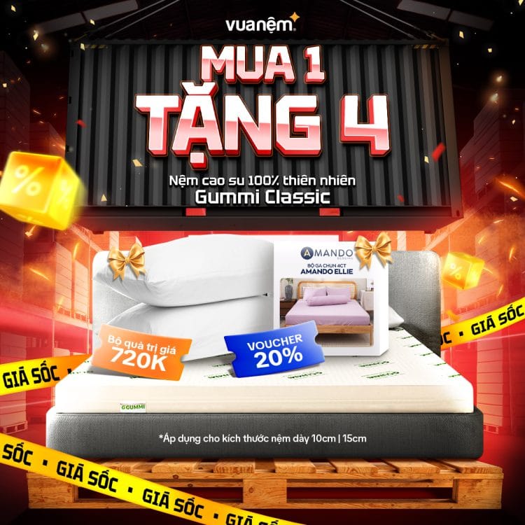 Nệm cao su 100% thiên nhiên Gummi Classic