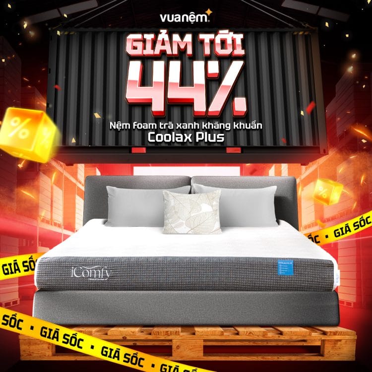Nệm foam trà xanh kháng khuẩn iComfy Coolax Plus