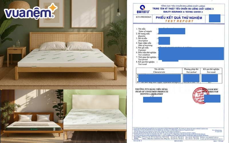 Chứng nhận QUATEST 3 là minh chứng khẳng định chất lượng và độ an toàn của nệm