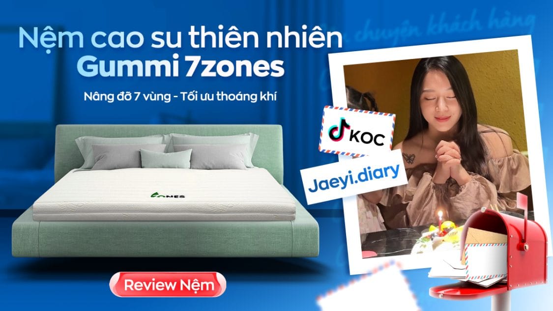 Tiktoker Jaeyi.diary lựa chọn nệm cao su thiên nhiên Gummi 7 zones làm quà cưới
