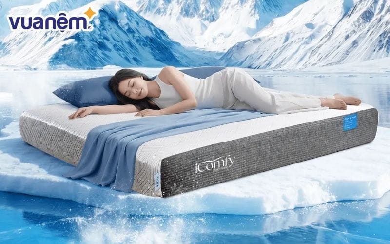 Nệm foam iComfy Coolax Plus trà xanh hút ẩm khử mùi hiệu quả