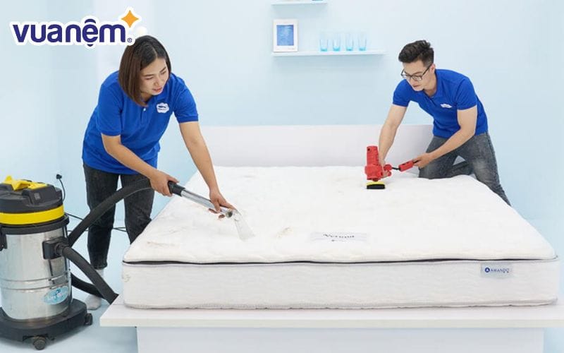 Vua Nệm cung cấp dịch vụ vệ sinh nệm cao su chuyên nghiệp, là lựa chọn đáng tin cậy