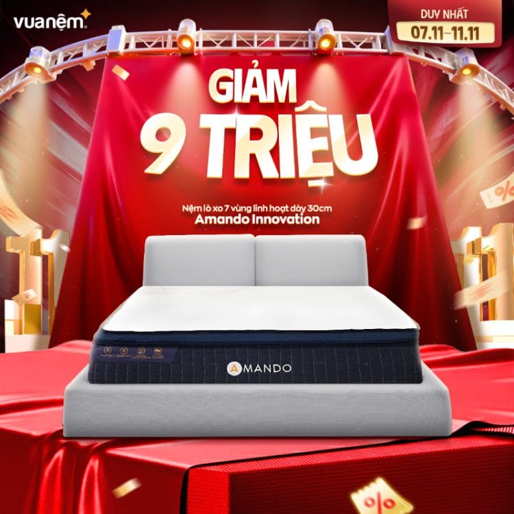 Nệm lò xo Amando Innovation 7 vùng giảm 9 triệu