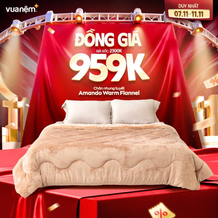 Chăn Nhung Tuyết Amando Warm Flannel đồng giá 959k