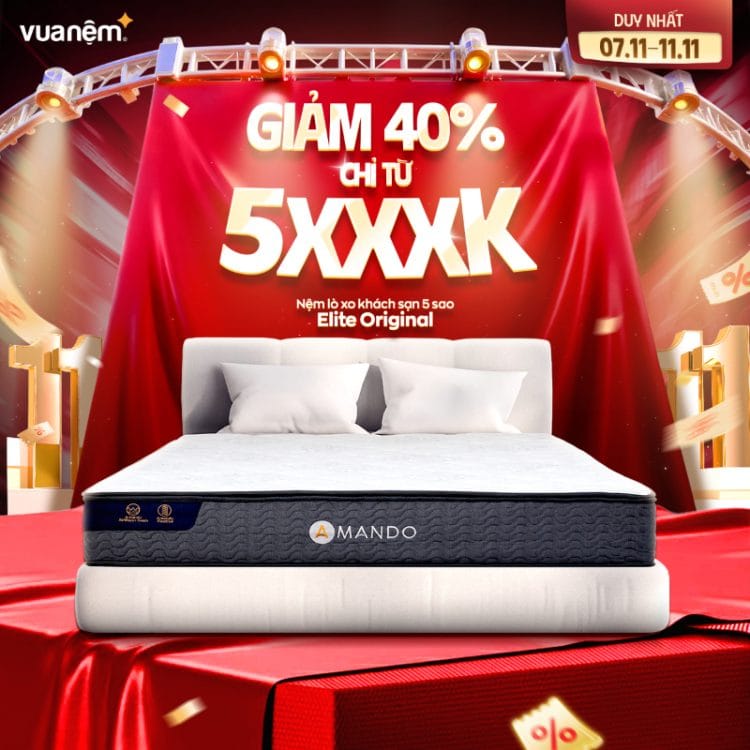 Nệm lò xo khách sạn 5 sao Amando Elite Original giảm 40%