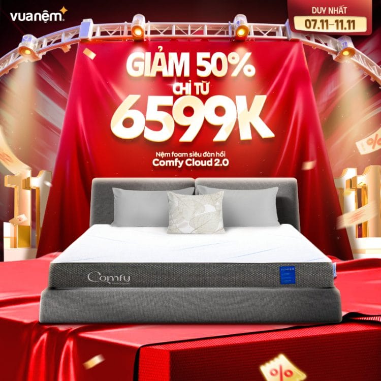 Nệm foam đàn hồi Comfy Cloud 2.0 giảm 50%