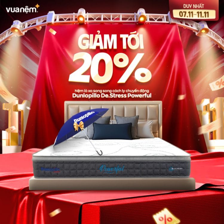 Nệm lò xo Dunlopillo De.Stress Powerful giảm 20%