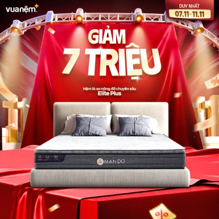 Nệm lò xo nâng đỡ chuyên sâu Amando Elite Plus giảm 7 triệu