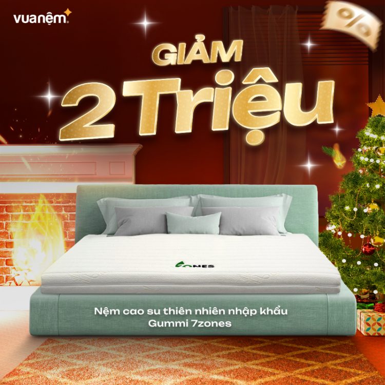 Nệm cao su thiên nhiên nhập khẩu Gummi 7zones giảm 2 triệu
