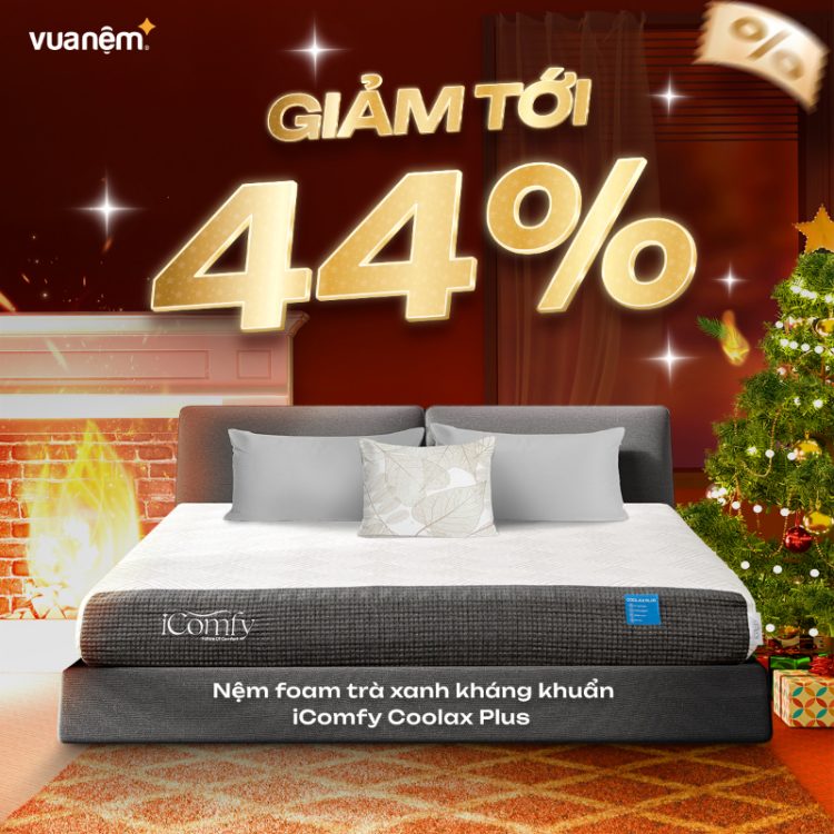 Nệm foam trà xanh kháng khuẩn iComfy Coolax Plus sale 44%