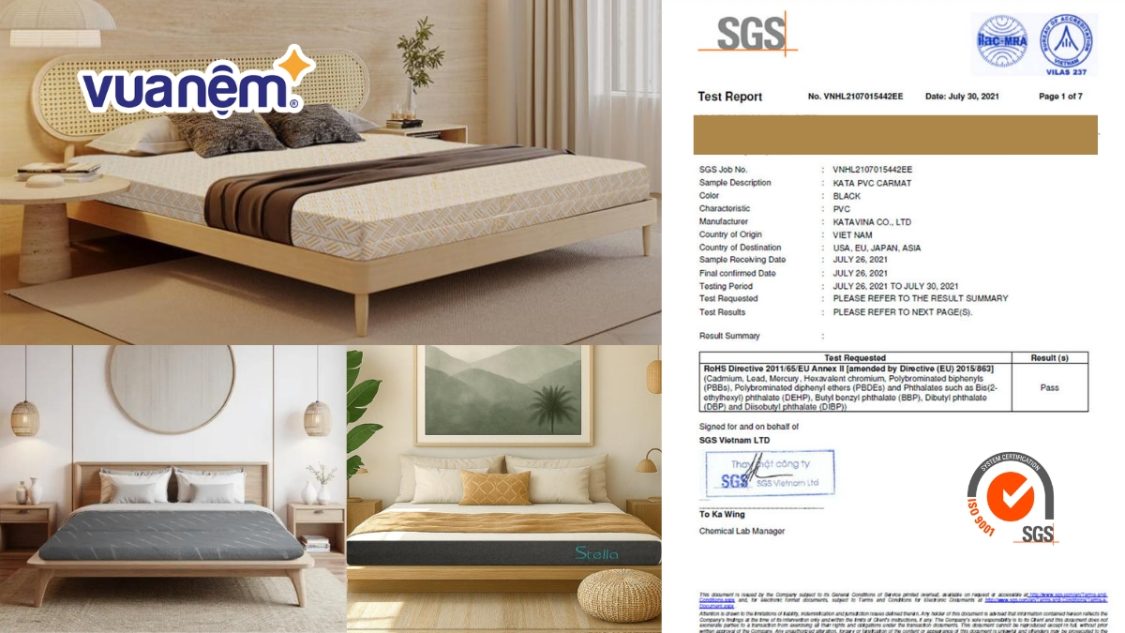 Chứng nhận SGS trên nệm là gì? 4 mẫu đạt chuẩn tại Vua Nệm
