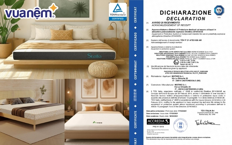 Chứng nhận TUV trên nệm là gì?