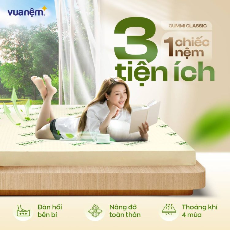 Nệm cao su Gummi Classic thích hợp cho người hay đau lưng