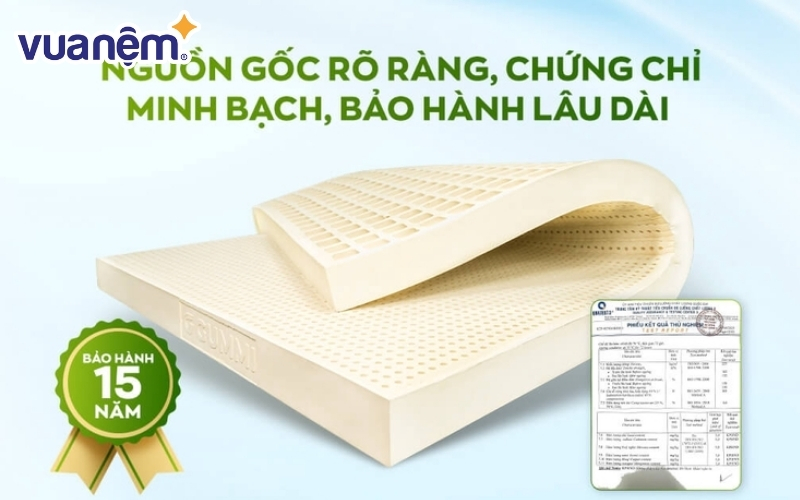 Gummi Classic là dòng nệm cao su 100% thiên nhiên nguyên khối, thích hợp với khí hậu Tây Nguyên