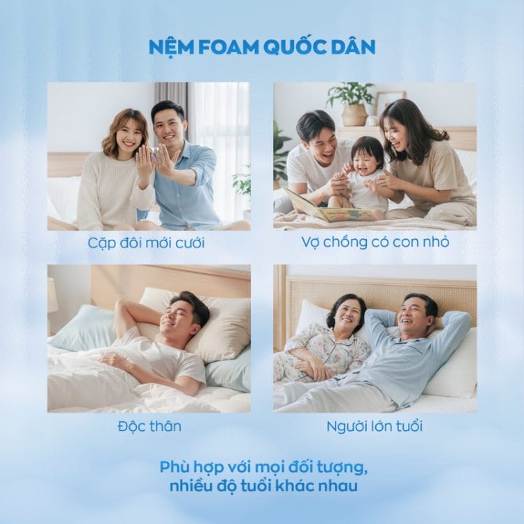 Nệm foam Comfy Cloud 2 phù hợp với nhiều đối tượng