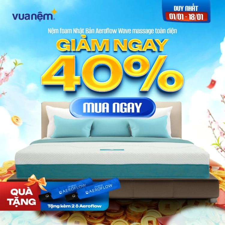 Nệm foam Nhật Bản Aeroflow Wave Massage giảm 40%