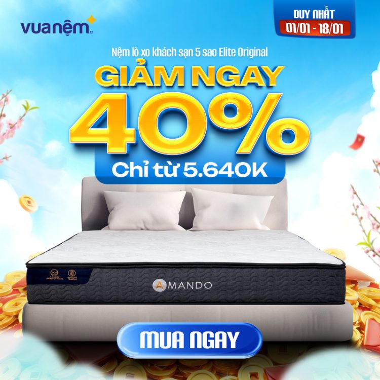 Nệm lò xo khách sạn 5 sao Amando Elite Original giảm 40%