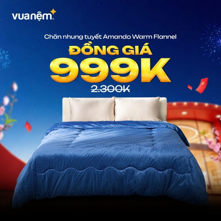 Chăn Nhung Tuyết Amando Warm Flannel đồng giá 999k