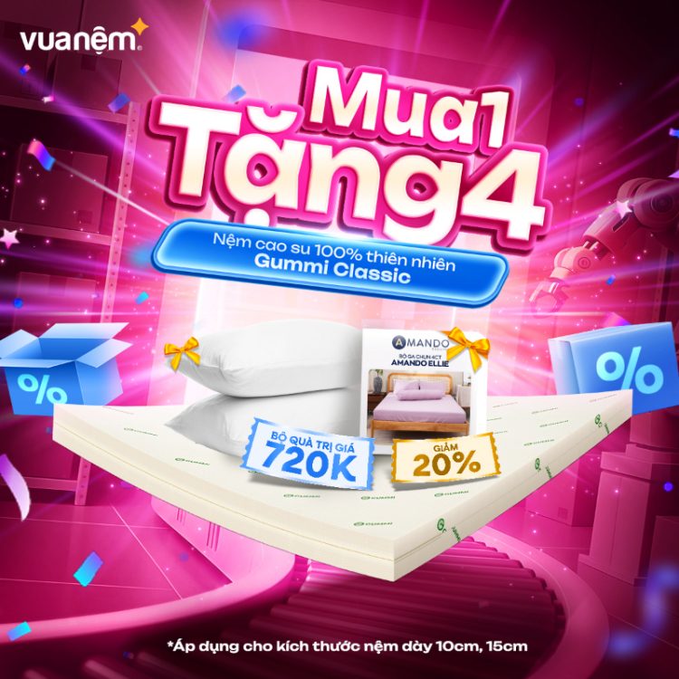 Nệm cao su 100% thiên nhiên Gummi Classic