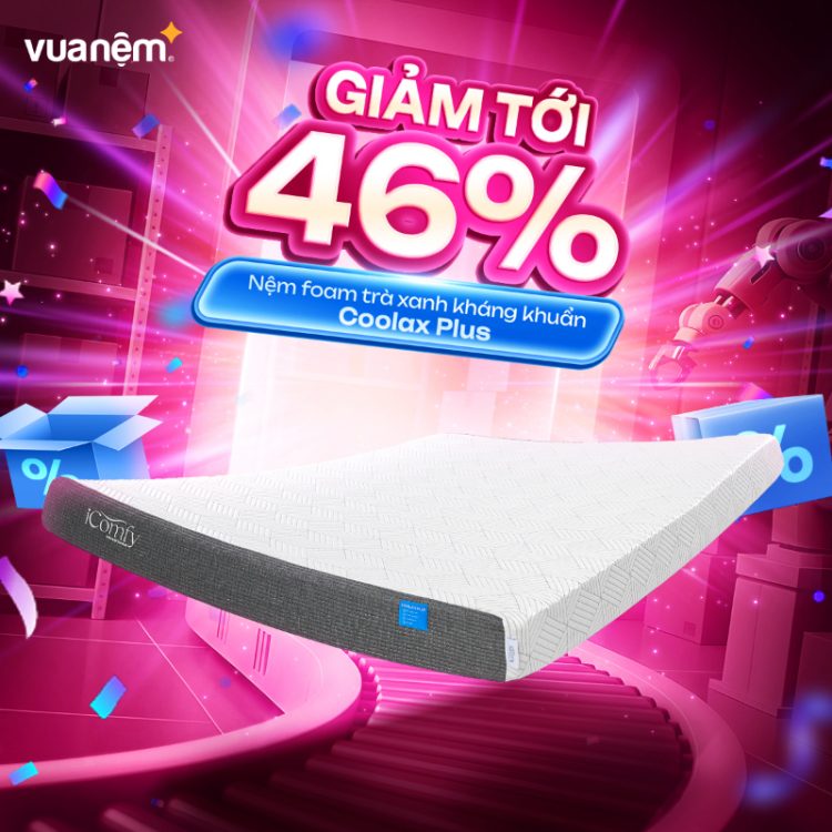 Nệm foam trà xanh kháng khuẩn iComfy Coolax Plus