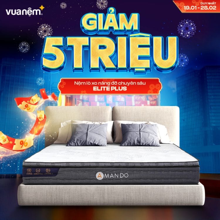  Nệm lò xo nâng đỡ chuyên sâu Amando Elite Plus