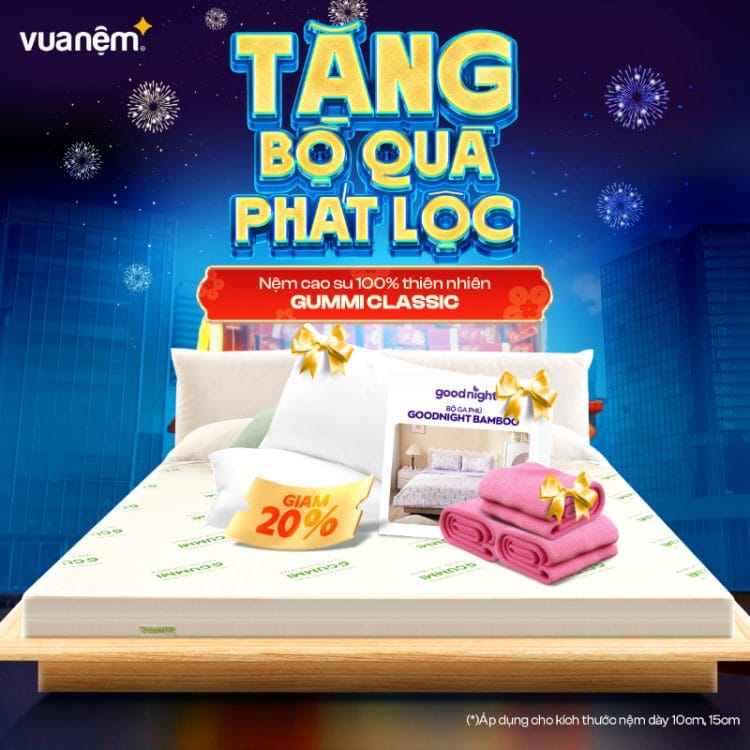 Nệm cao su 100% thiên nhiên Gummi Classic