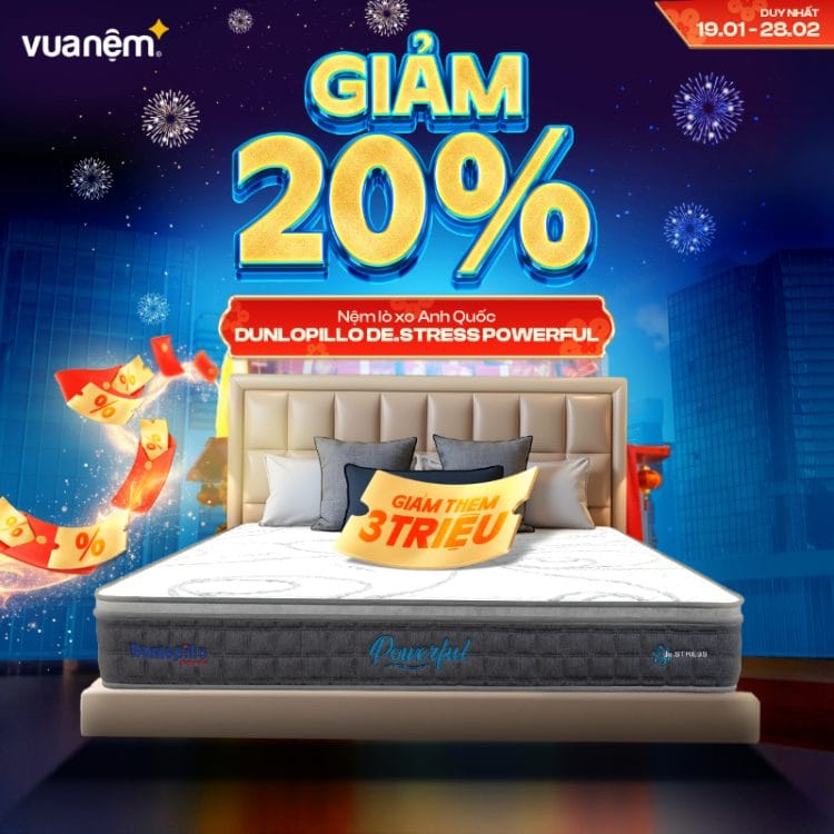 Nệm lò xo Anh Quốc Dunlopillo de.Stress Powerful