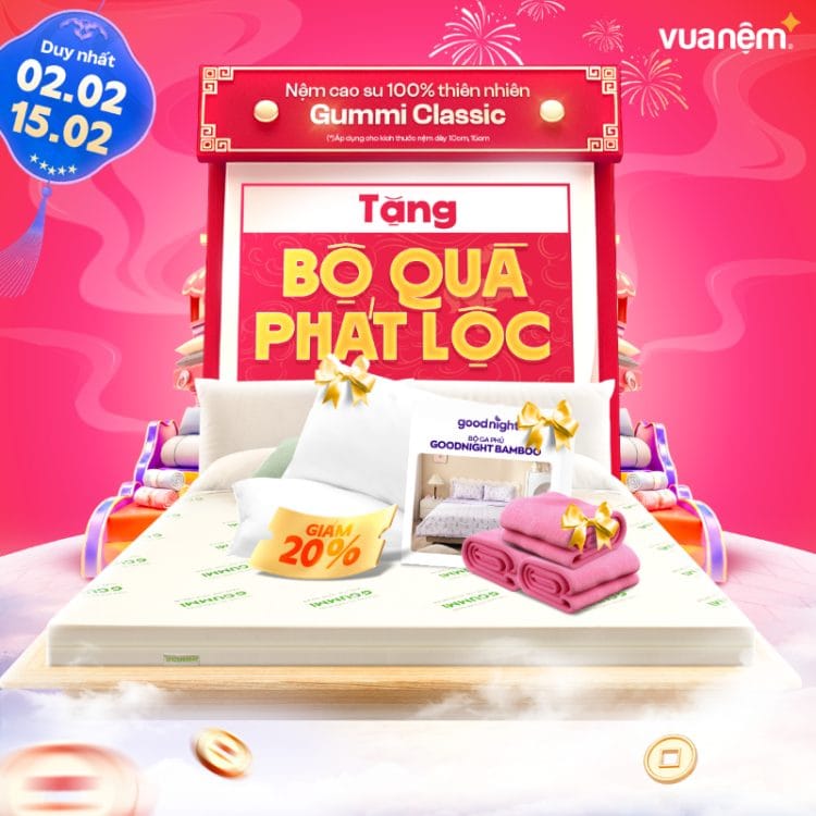Nệm cao su 100% thiên nhiên Gummi Classic