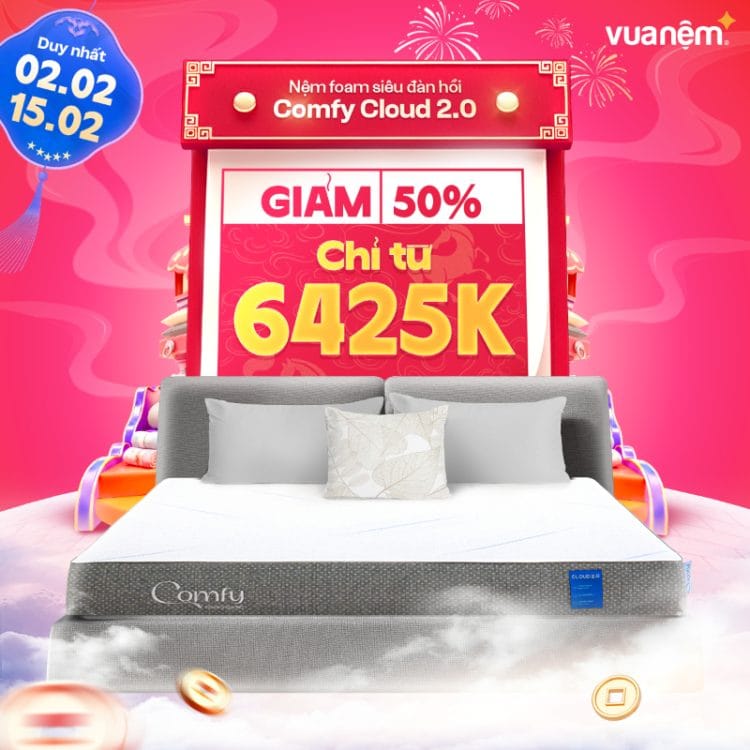 Nệm foam siêu đàn hồi Comfy Cloud 2.0 giảm 50%