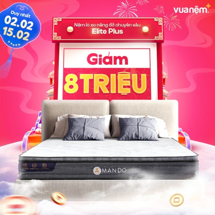 Nệm lò xo nâng đỡ chuyên sâu Amando Elite Plus giảm 8 triệu