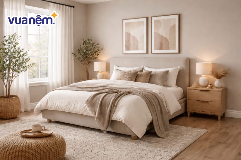 Kết hợp các màu trung tính cho phòng ngủ