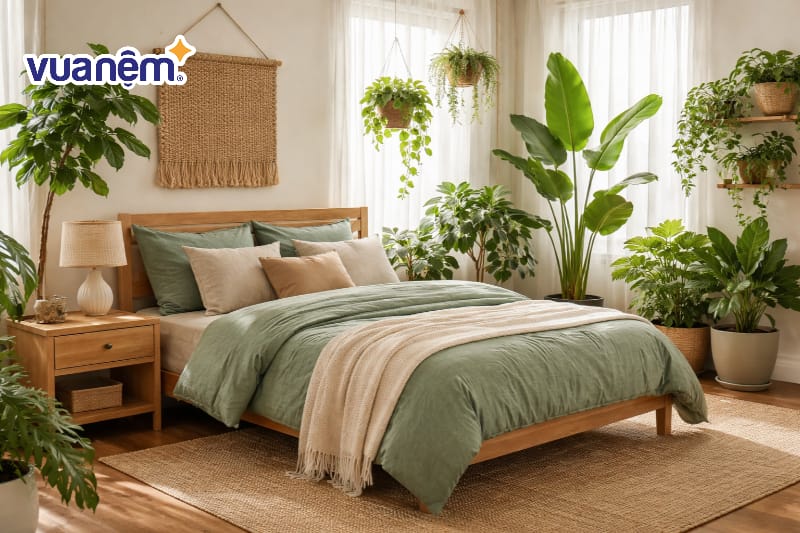Decor phòng ngủ với các loại cây