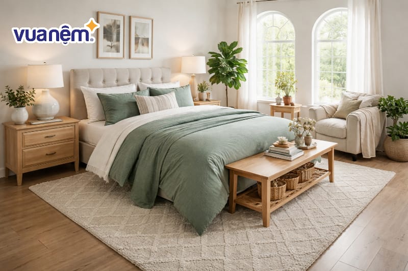 Decor phòng ngủ bằng thảm trải sàn
