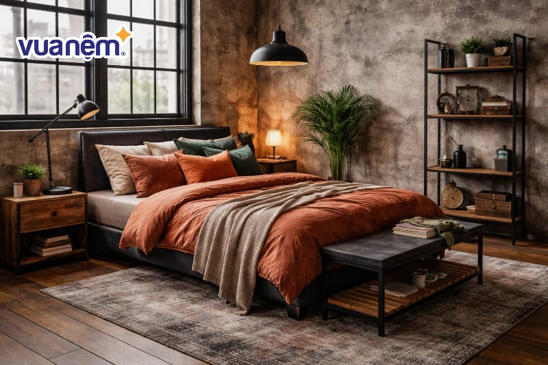 Trang trí phòng ngủ theo phong cách Industrial